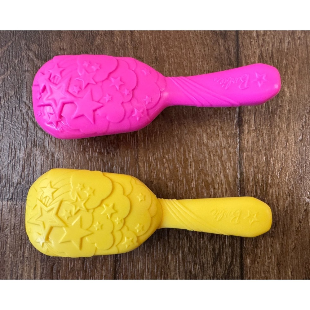 Barbie Dreamtopia Hair Brush Replacement Yellow Pink Stars Sparkle Unicorn Lot 2